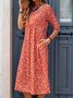 Loosen Printed Polyester Fibre Vacation Floral Dress