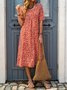 Loosen Printed Polyester Fibre Vacation Floral Dress