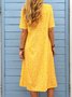 Loosen Printed Polyester Fibre Vacation Floral Dress
