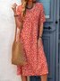 Loosen Printed Polyester Fibre Vacation Floral Dress