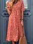 Loosen Printed Polyester Fibre Vacation Floral Dress