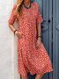 Loosen Printed Polyester Fibre Vacation Floral Dress