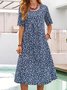 Loosen Printed Polyester Fibre Vacation Floral Dress