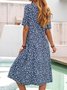 Loosen Printed Polyester Fibre Vacation Floral Dress