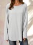 Round Neck Solid Loosen Casual Jersey T-shirt