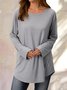 Round Neck Solid Loosen Casual Jersey T-shirt