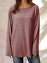 Round Neck Solid Loosen Casual Jersey T-shirt