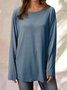 Round Neck Solid Loosen Casual Jersey T-shirt