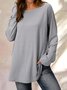 Round Neck Solid Loosen Casual Jersey T-shirt