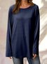 Round Neck Solid Loosen Casual Jersey T-shirt