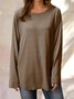 Round Neck Solid Loosen Casual Jersey T-shirt