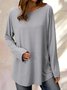 Round Neck Solid Loosen Casual Jersey T-shirt