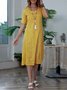 Crew Neck Printed Loosen Polyester Fibre Floral Dress