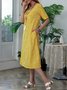 Crew Neck Printed Loosen Polyester Fibre Floral Dress