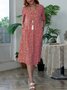 Crew Neck Printed Loosen Polyester Fibre Floral Dress