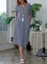 Crew Neck Printed Loosen Polyester Fibre Floral Dress