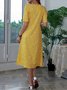 Crew Neck Printed Loosen Polyester Fibre Floral Dress