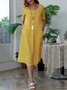Crew Neck Printed Loosen Polyester Fibre Floral Dress