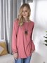 Casual Jersey Solid Loosen Round Neck Shirt & Blouses