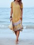 V Neck Tribal Cotton Boho Dress