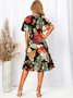 Regular Fit V Neck Floral Dress