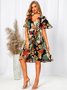 Regular Fit V Neck Floral Dress