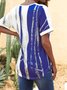 Ombre V Neck Casual Cotton Blends T-shirt