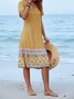 V Neck Tribal Cotton Boho Dress