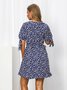 V Neck Sweet Regular Fit Floral Dress