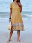 V Neck Tribal Cotton Boho Dress
