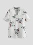 V Neck Casual Floral Loosen T-shirt