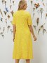 Loosen Printed Polyester Fibre Vacation Floral Dress