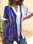 Ombre V Neck Casual Cotton Blends T-shirt