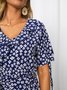 V Neck Sweet Regular Fit Floral Dress
