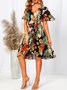 Regular Fit V Neck Floral Dress