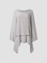 Solid Round Neck Linen Loosen Shirt & Blouses