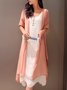 Casual Solid Buttoned Round Neck Half Sleeve Casual Dress