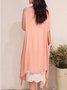 Casual Solid Buttoned Round Neck Half Sleeve Casual Dress