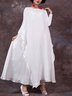 Casual Solid Round Neck Big Hem Dress Summer Dress