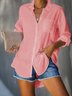 V Neck Solid Casual Shirt & Blouses