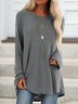 Round Neck Solid Loosen Casual Jersey T-shirt