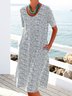 Casual Loosen Crew Neck Polyester Fibre Boho Dress