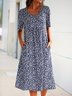 Vacation Crew Neck Printed Polyester Fibre Floral Dress
