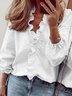 Polyester Fibre Floral Ruched V Neck Shirt & Blouses