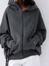 Plain Hooded Cotton Blends Loosen Casual Coats