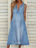V Neck Plain Regular Fit Casual Casual Dress