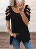 Solid Casual V Neck T-shirt