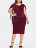 Regular Fit Solid Crew Neck Eyelet Casual Dress