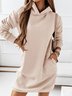 Cotton Blends Loosen Hooded Casual Fall Dress
