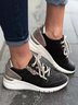 Wedge Heel Pu Leather Sneakers